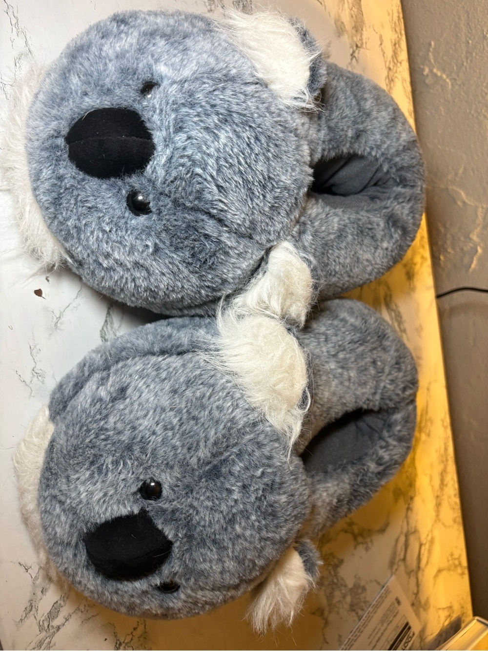 Cozy Grey Koala Slippers - Plush Indoor Shoes